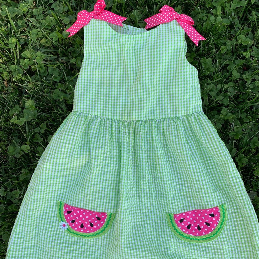 Watermelon Seersucker Girls Size 5 Summer Dress
